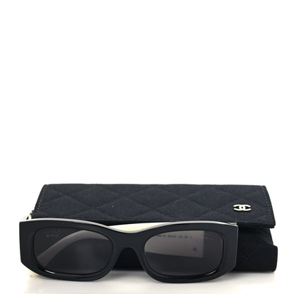 Chanel Acetate Rectangle Sunglasses 5525 Black White 8 of 8