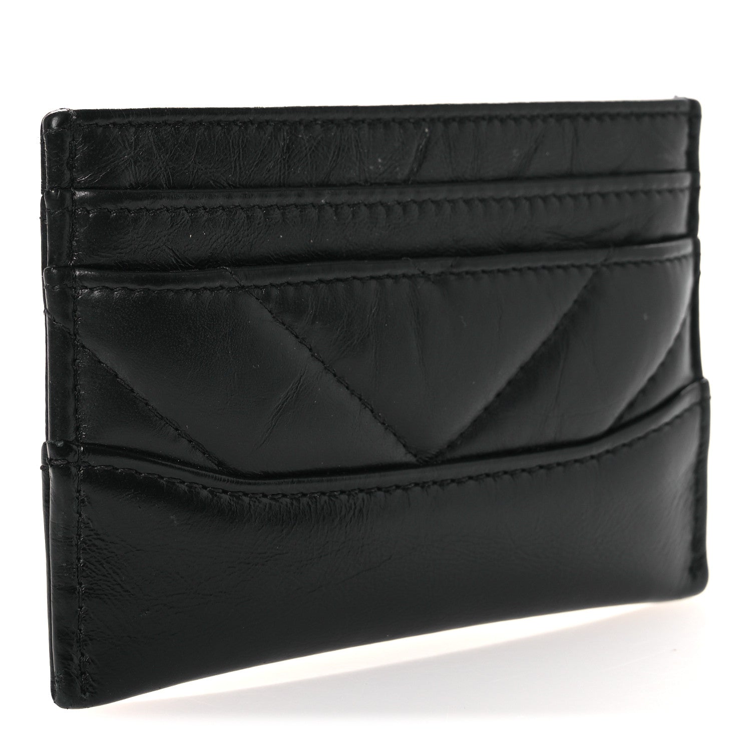 Chanel Aged Calfskin Chevron Quilted Gabrielle Card Holder So Black 3 of 9
