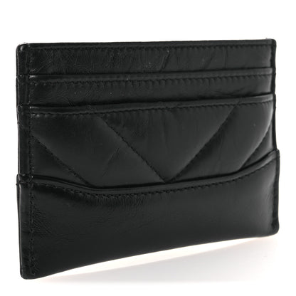 Chanel Aged Calfskin Chevron Quilted Gabrielle Card Holder So Black 3 of 9