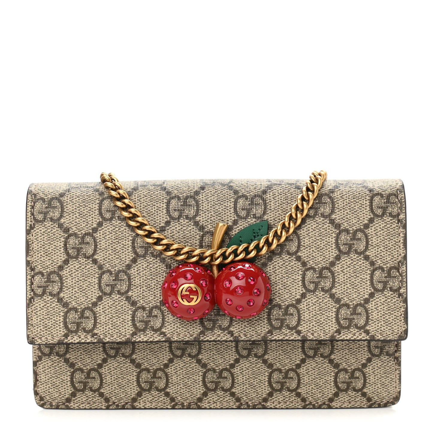 GG Supreme Monogram Mini Cherry Chain Bag