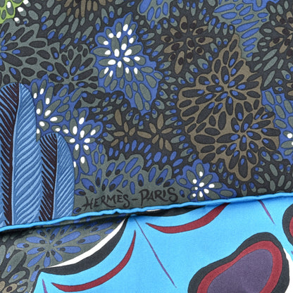 Hermes Silk L'Esprit de la Foret Scarf 90 Bleu Prune Vert 2 of 3