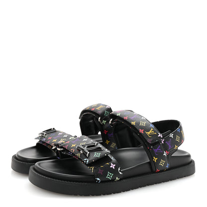 Louis Vuitton LV X TM Monogram Multicolor Sunset Flat Sandals 37.5 Black 4 of 10