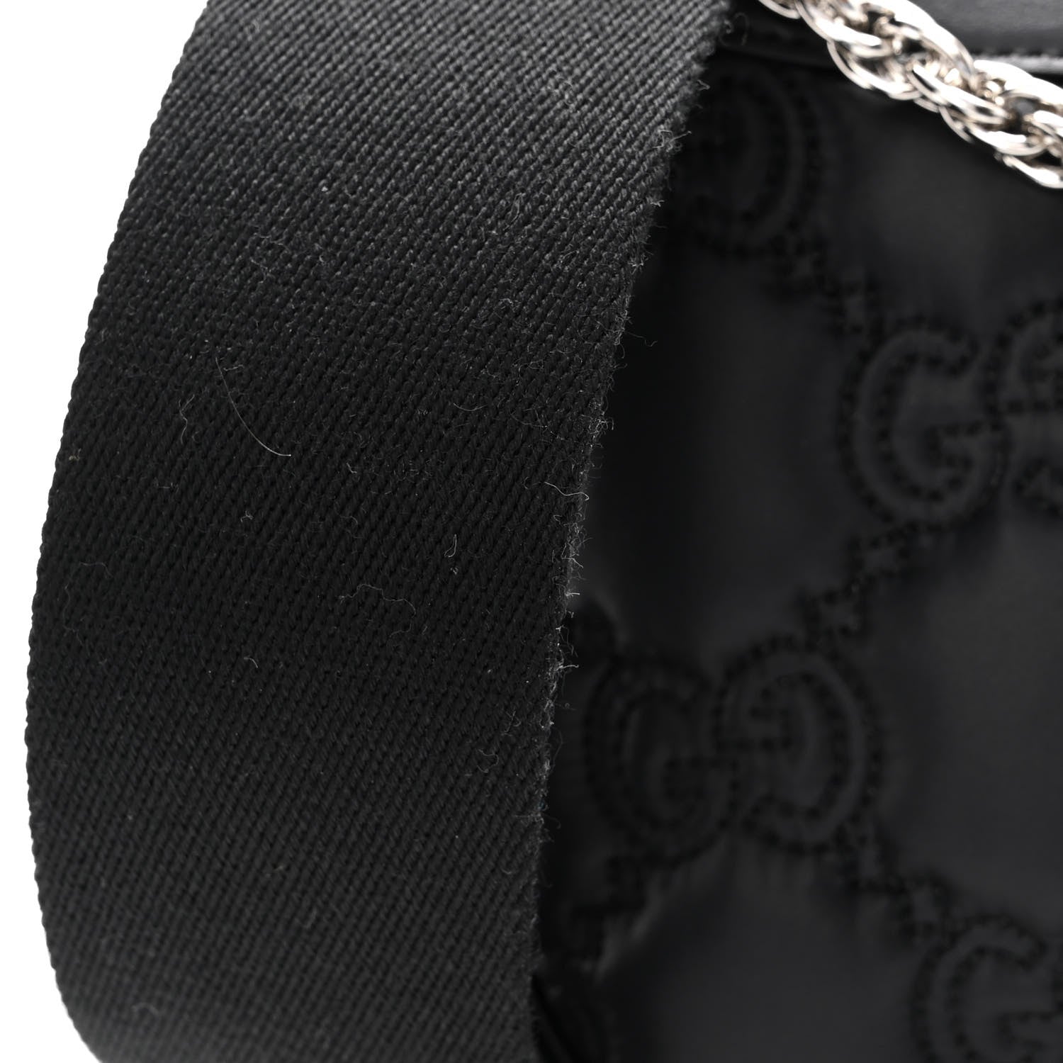 Gucci Nylon Calfskin Enamel GG Matelasse Chain Handbag Black 11 of 12
