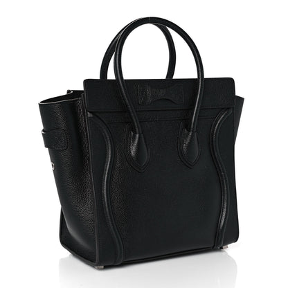Celine Drummed Calfskin Micro Luggage Black 2 of 8