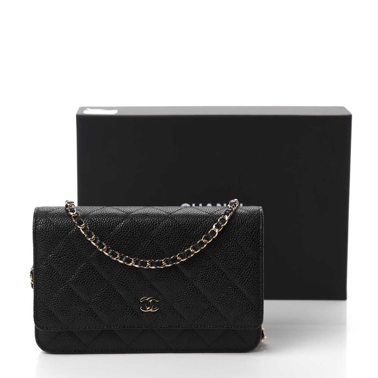 Caviar Quilted Wallet On Chain WOC Black