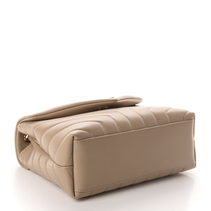 Saint Laurent Calfskin Y Quilted Monogram Small Loulou Chain Satchel Dark Beige 3 of 10