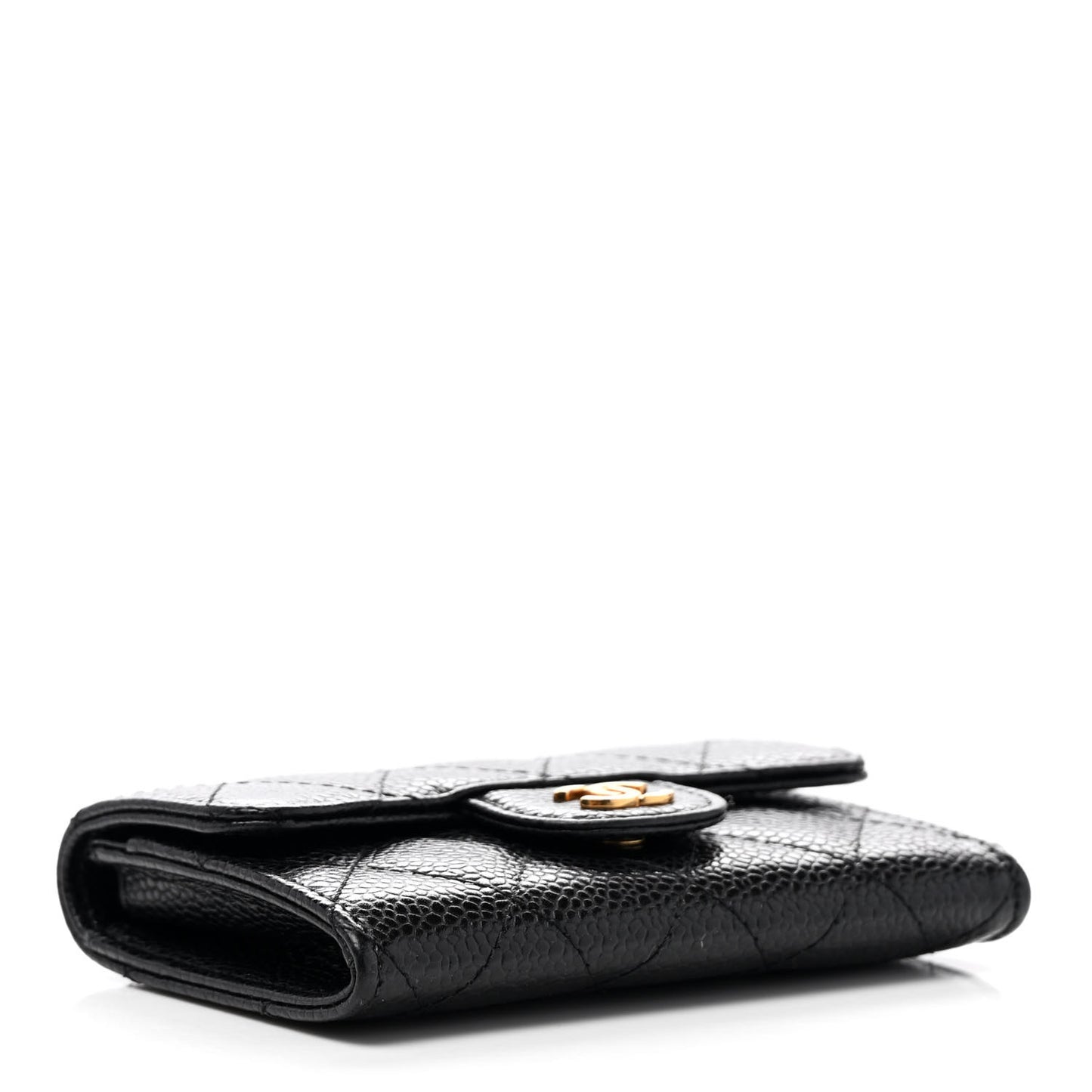 Caviar Quilted Flap Card Holder Black