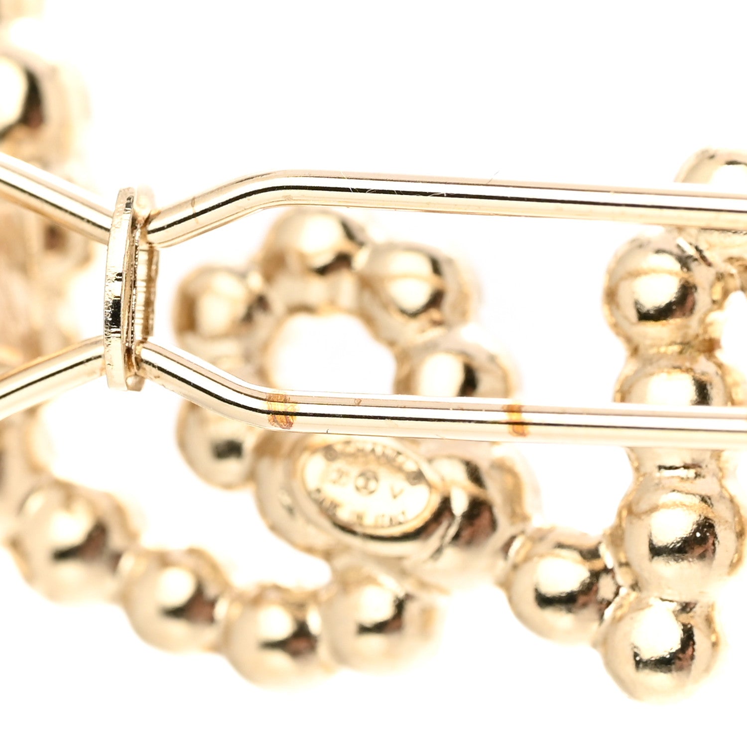 Chanel Metal Glass Swirling Pearls Hair Clip Gold 5 of 6