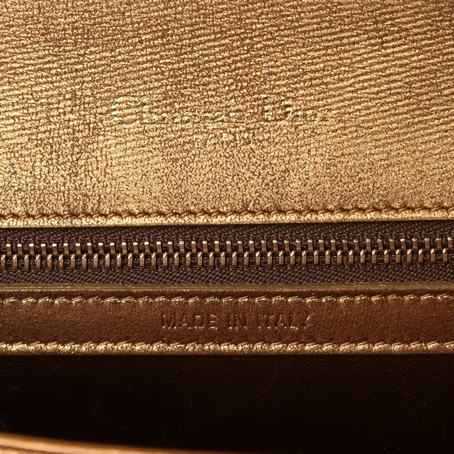 Metallic Brushed Calfskin Medium Diorama Flap Bag Gold