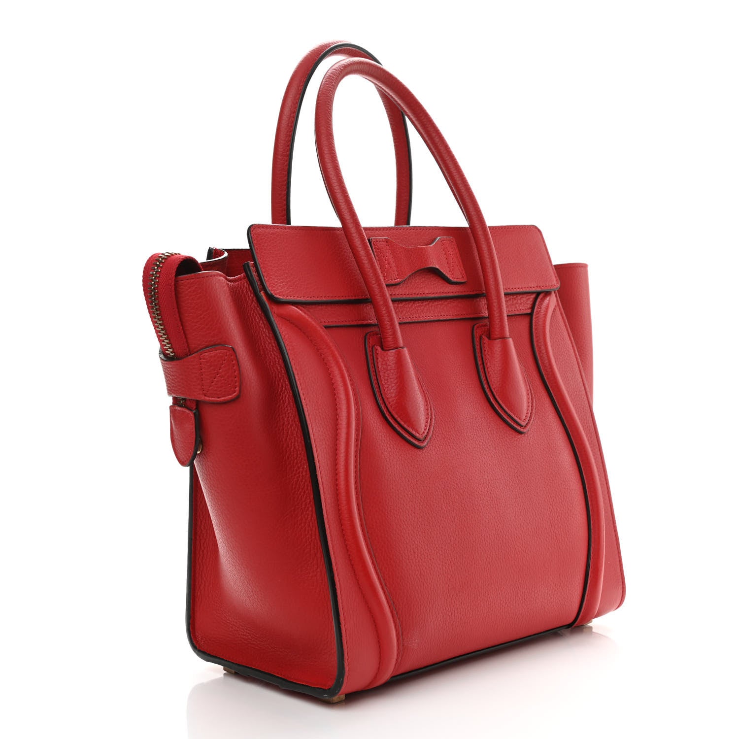 Celine Drummed Calfskin Micro Luggage Red 3 of 12