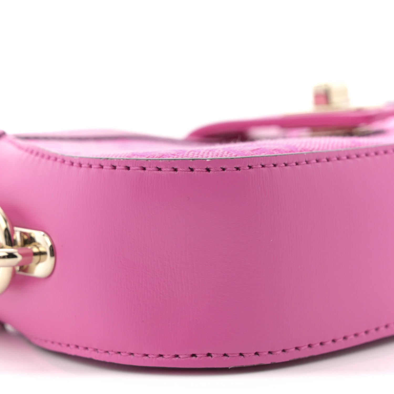 Gucci Calfskin Monogram Mini Moon Side Shoulder Bag Pink 9 of 10