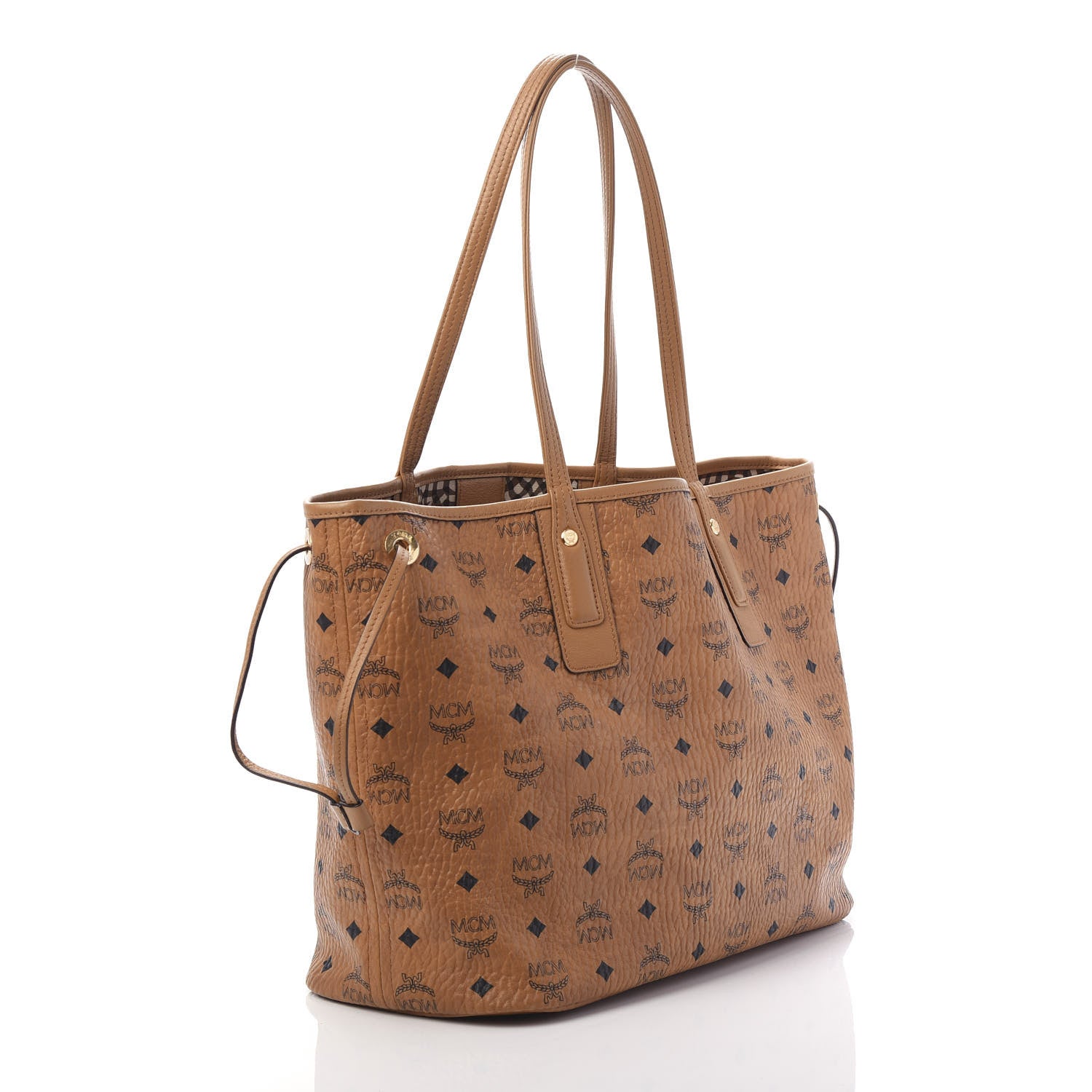 MCM Visetos Medium Liz Reversible Shopper Tote Cognac 4 of 15