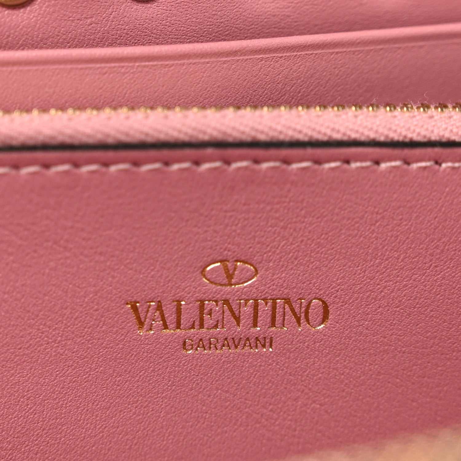 Valentino Garavani Calfskin Rockstud Zip Around Wallet Lipstick 6 of 12