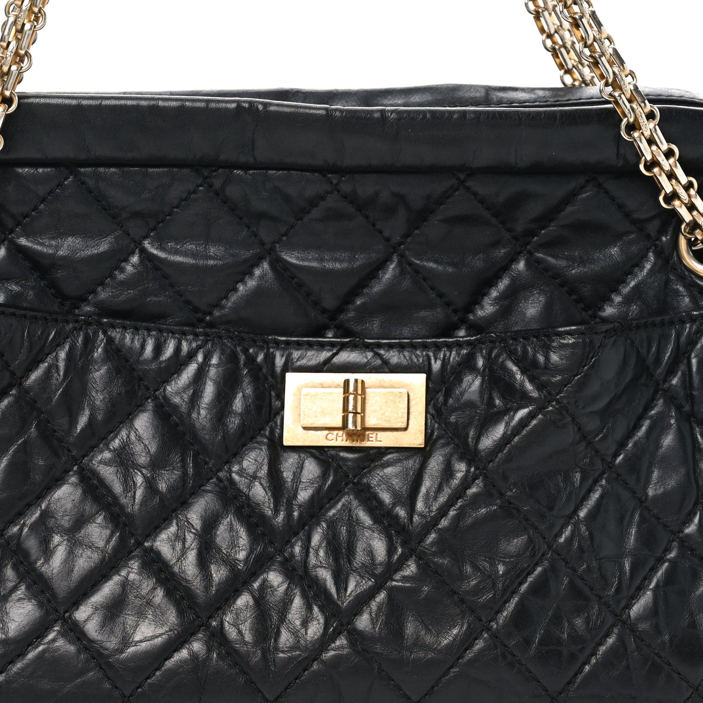 Aged Calfskin Quilted Medium Reissue Camera Case Black