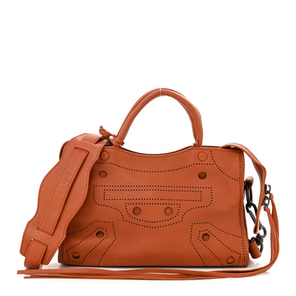 Balenciaga Veau Grana Perforated Blackout Hardware Mini City Marron Caramel 1 of 12