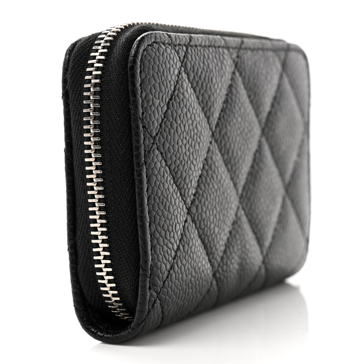 Caviar Quilted Zip Coin Purse Black