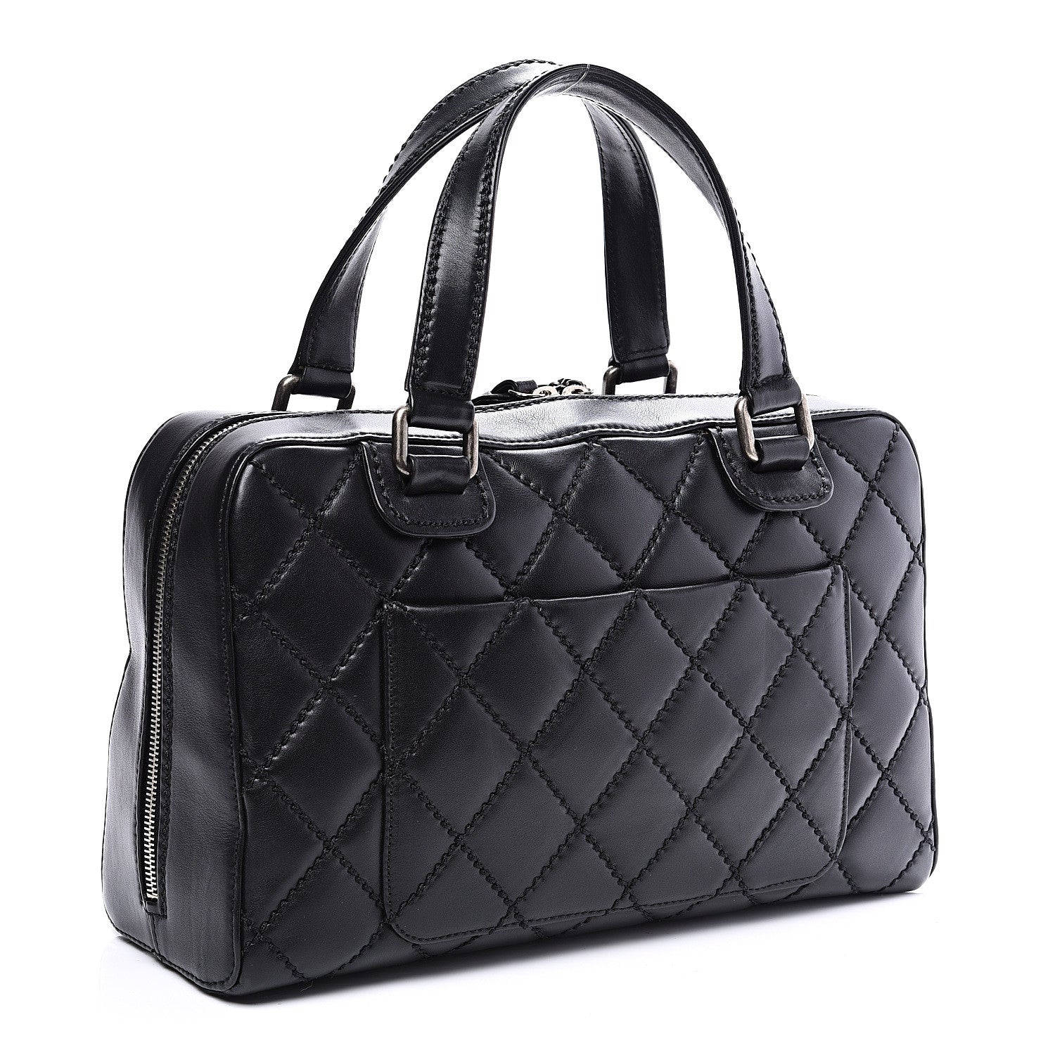 Chanel Calfskin Quilted Top Handle Bag Black 2 of 10
