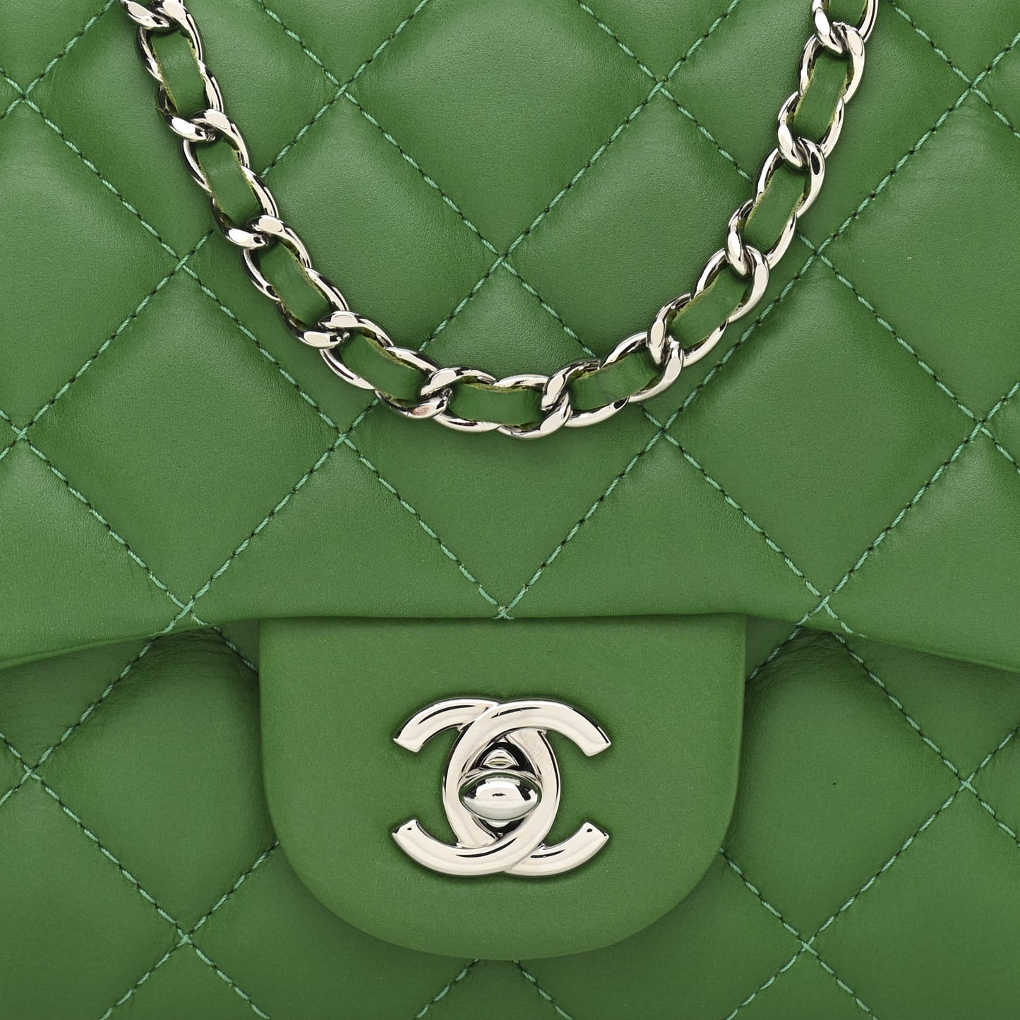 Calfskin Quilted Small Tender Touch Flap Bag Green