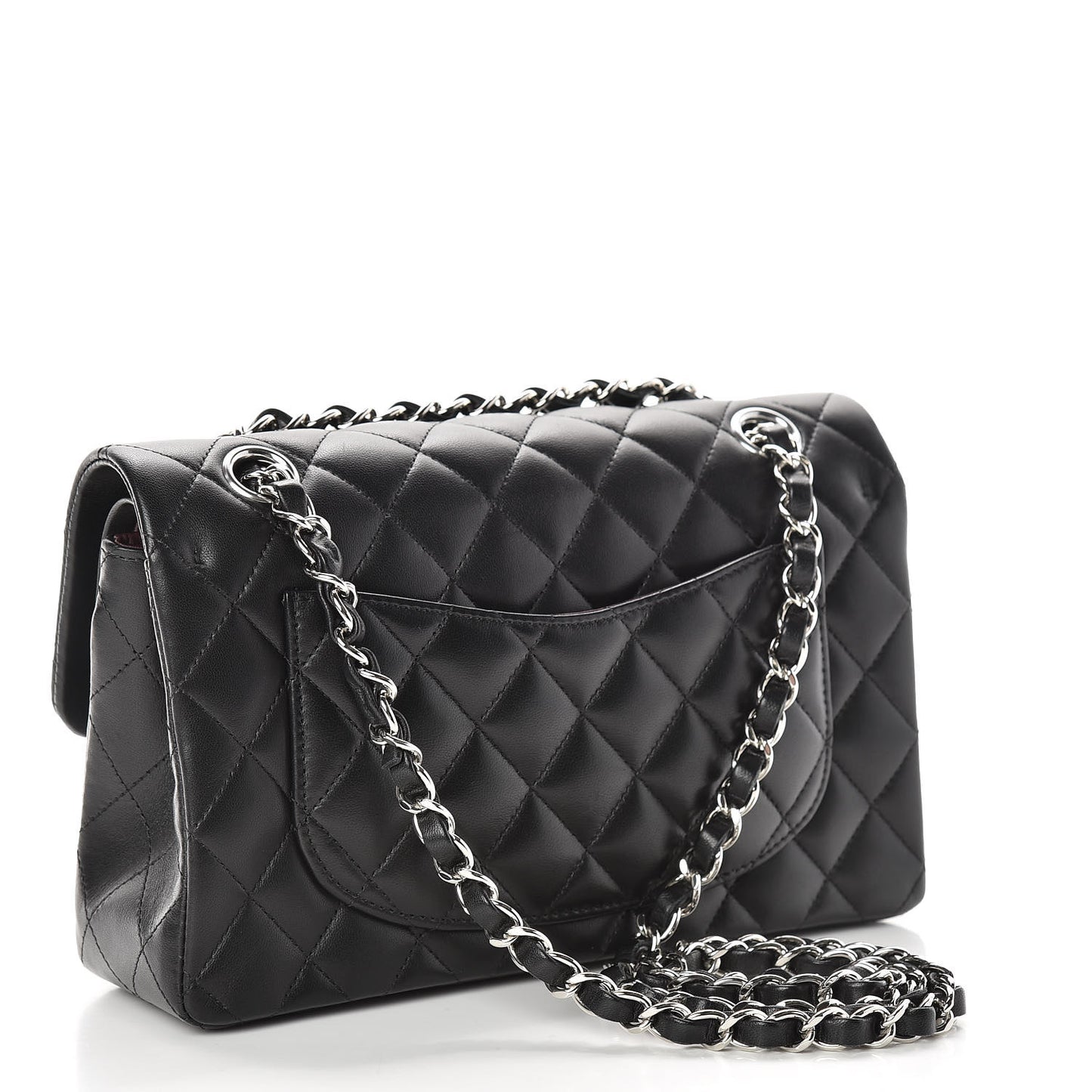 Lambskin Quilted Small Double Flap Black