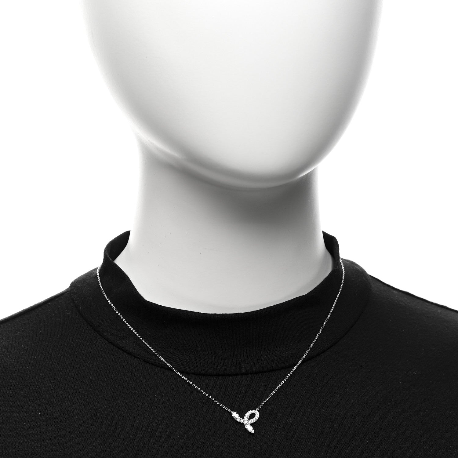 Tiffany Platinum Diamond Victoria Bow Necklace 2 of 5