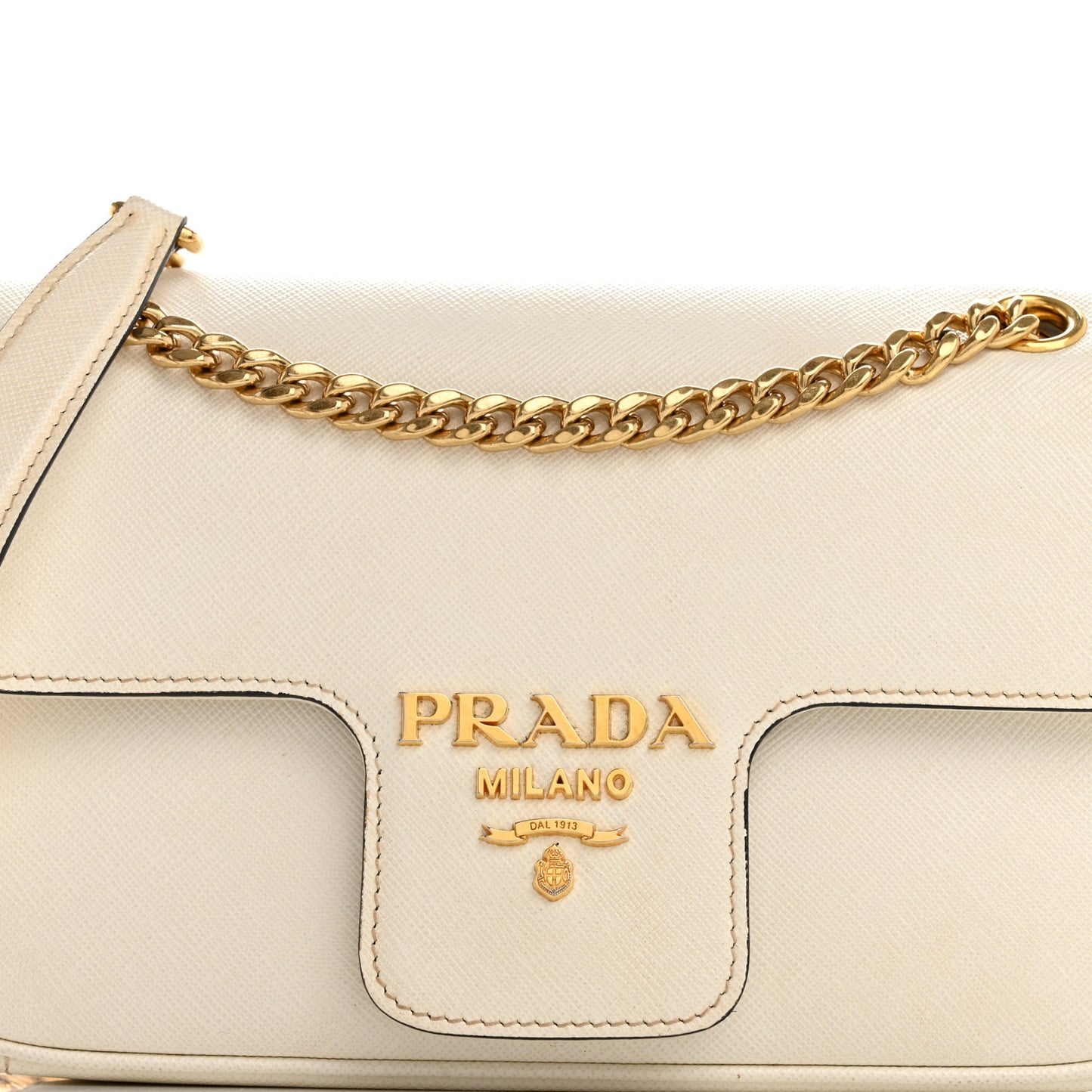Saffiano Flap Shoulder Bag Bianco