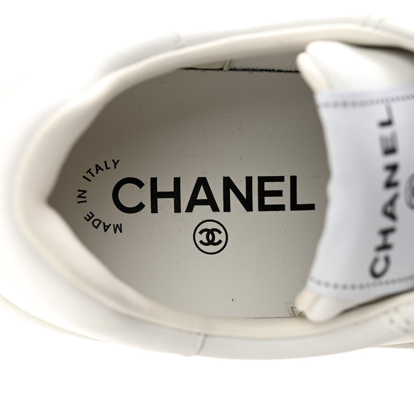 Calfskin Womens CC Logo Sneakers 40.5 White