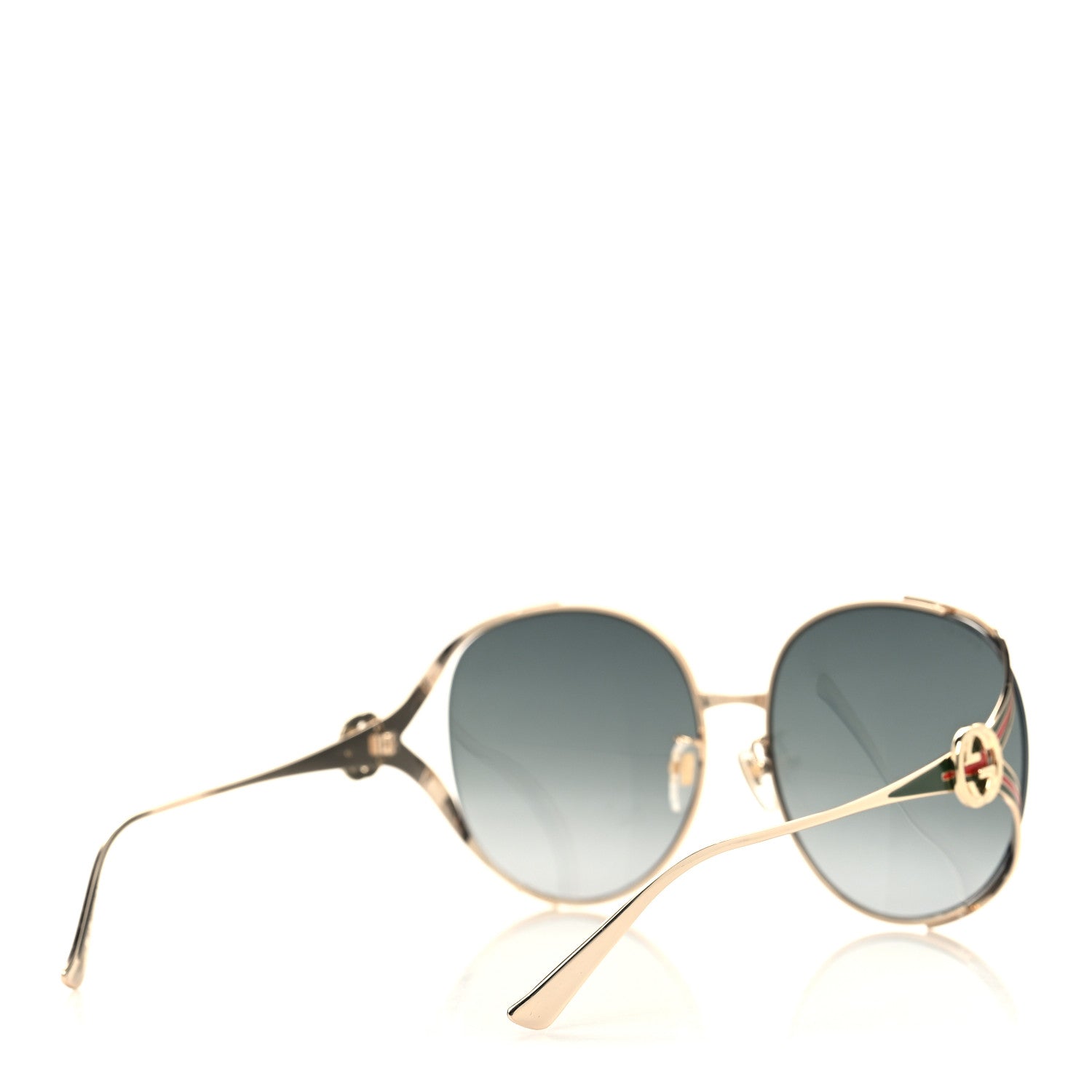 Gucci Metal Oversized Round Frame GG0225S Sunglasses Gold 4 of 8