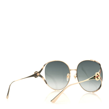 Gucci Metal Oversized Round Frame GG0225S Sunglasses Gold 4 of 8