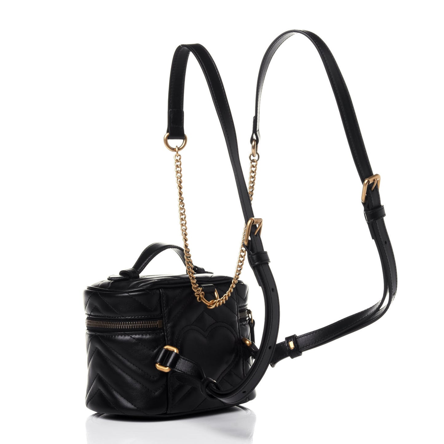 Calfskin Matelasse Mini GG Marmont Round Backpack Black