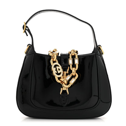 Gucci Patent Mini Jackie 1961 Crystal Hobo Black 1 of 12
