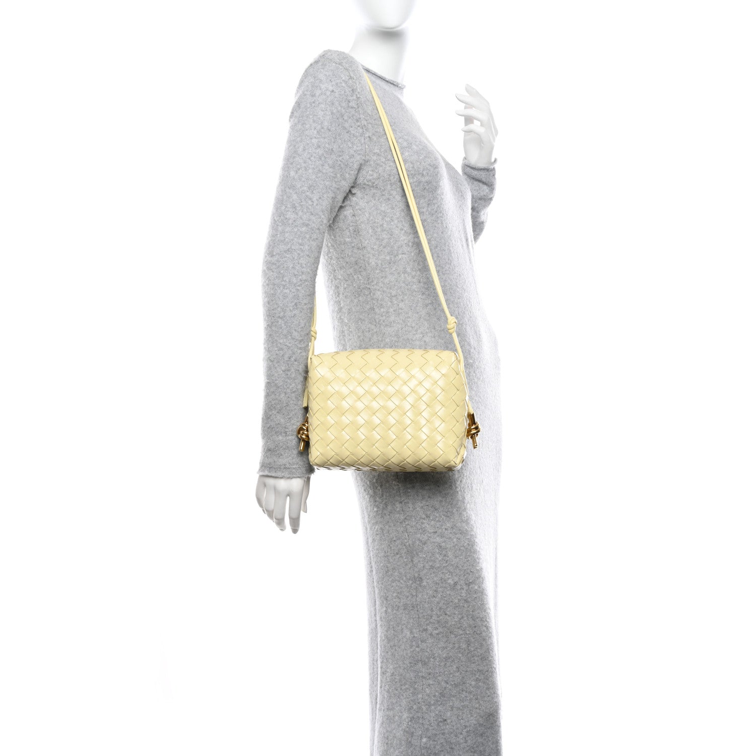 Bottega Veneta Nappa Intrecciato Metallic Knot Small Loop Crossbody Bag Ice Cream 2 of 9