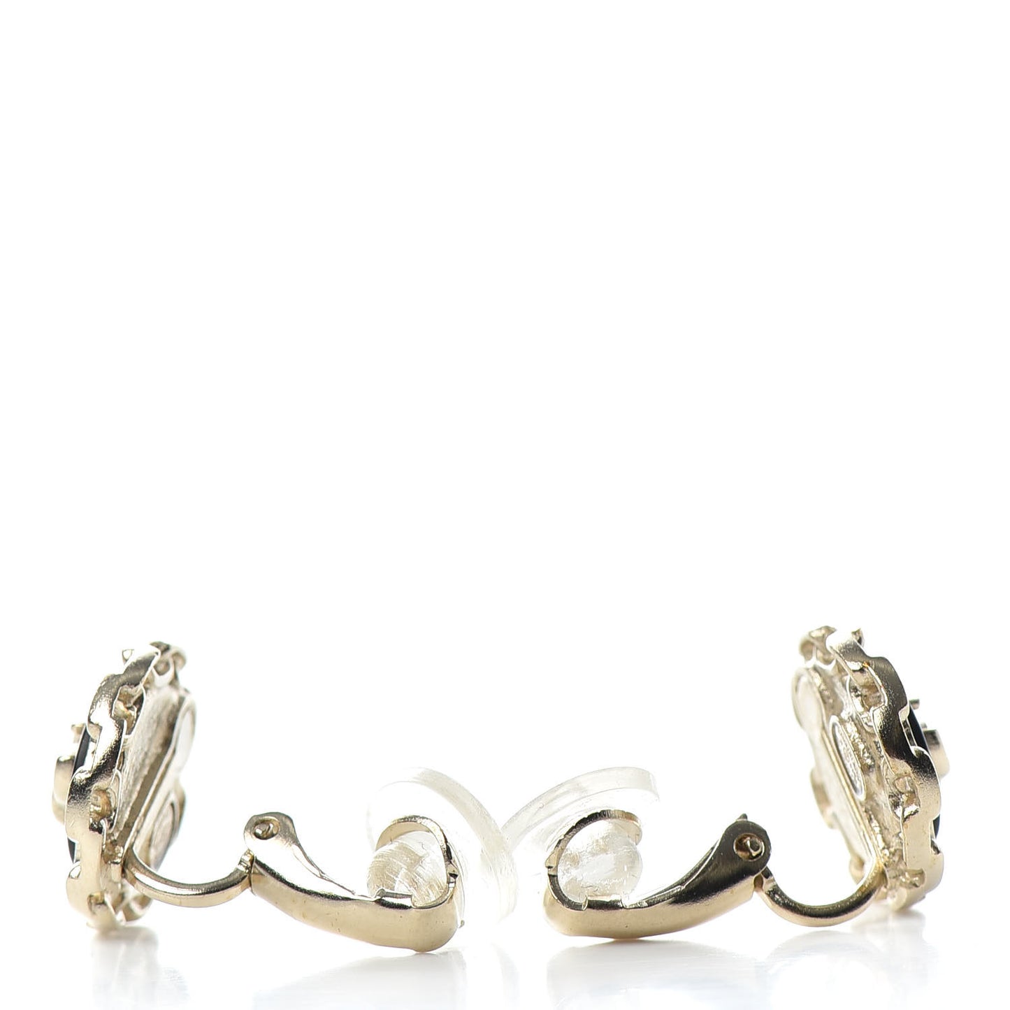 CC Chain Clip On Earrings Golden Black