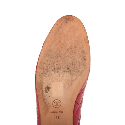 Chanel Lambskin Quilted CC Cap Toe Ballerina Flats 41 Dark Pink 9 of 16