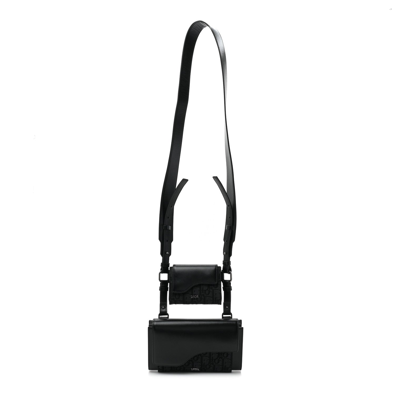 Christian Dior HOMME Oblique Double Saddle Wallet Black 1 of 16