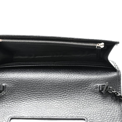Gucci Dollar Calfskin Enamel Monochrome Mini GG Marmont Chain Wallet Black 5 of 11