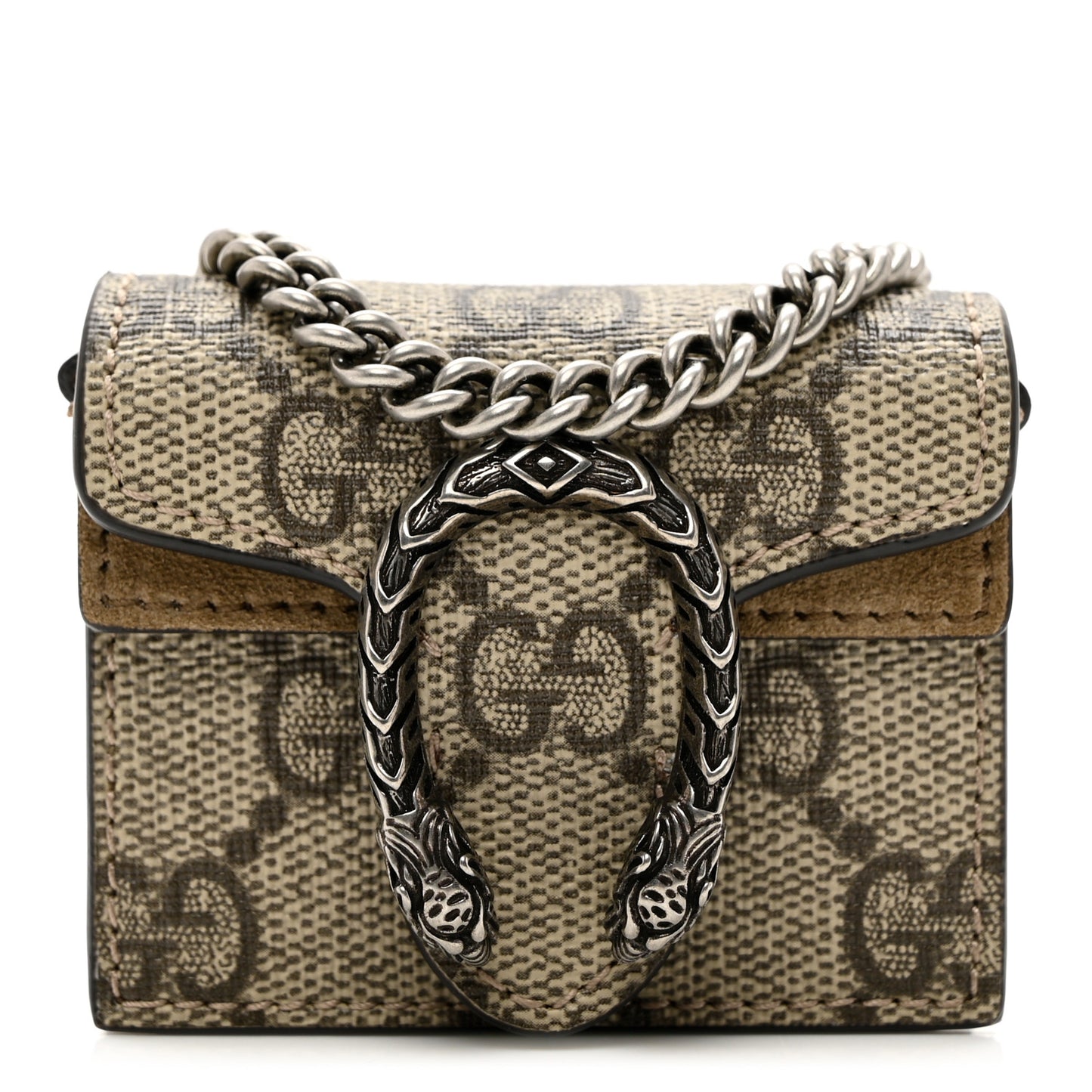 GG Supremem Monogram Suede Cudu Dionysus AirPods Case Beige Ebony Taupe