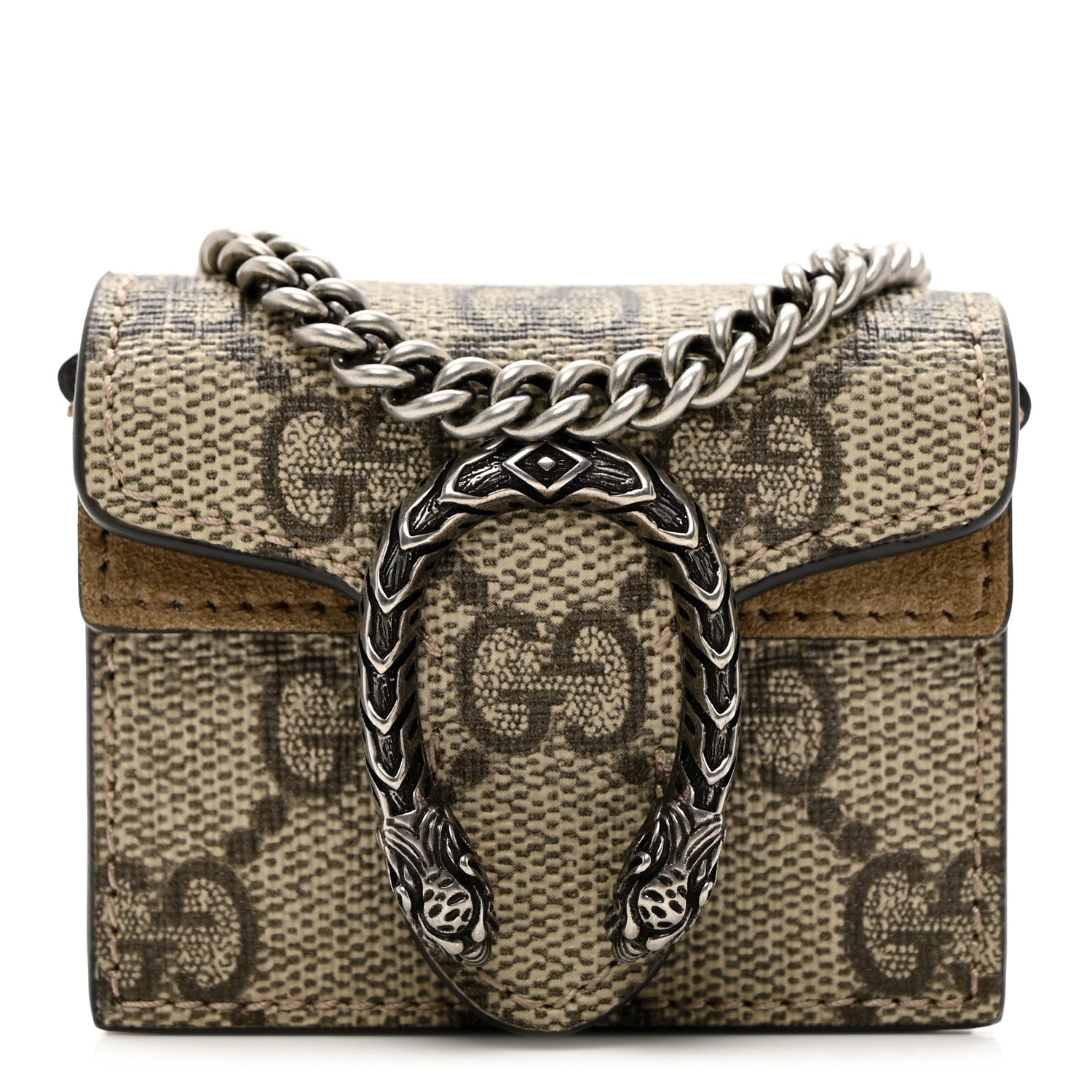 Gucci GG Supremem Monogram Suede Cudu Dionysus AirPods Case Beige Ebony Taupe 1 of 5