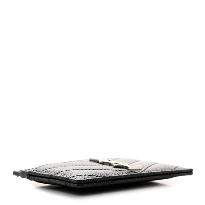 Saint Laurent Grain De Poudre Matelasse Chevron Monogram Credit Card Case Black 4 of 10
