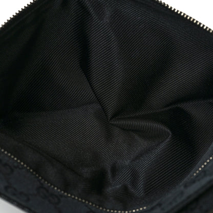 Gucci Denim Monogram Double Pocket Belt Bag Black 5 of 12