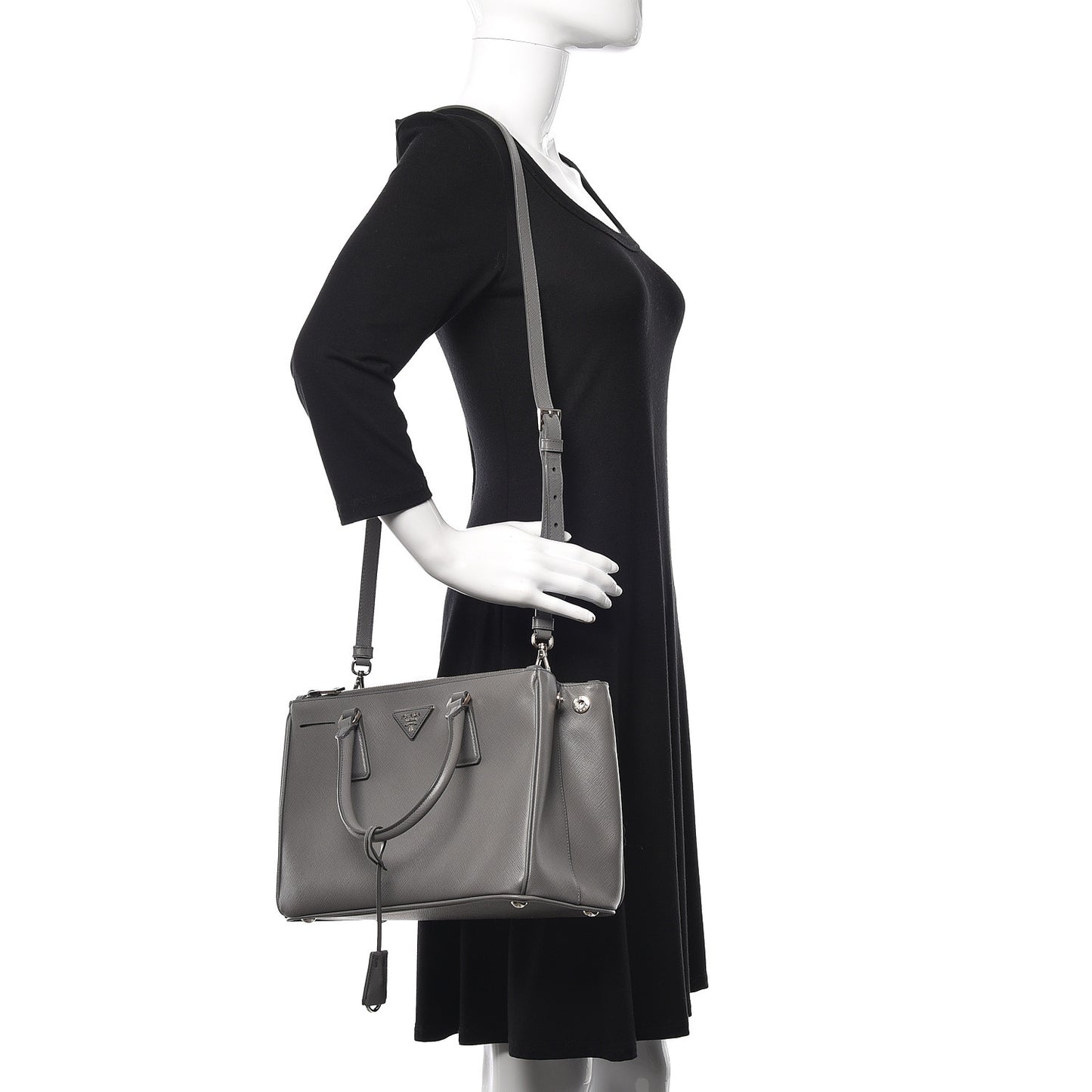 Saffiano Small Galleria Double Zip Tote Marmo