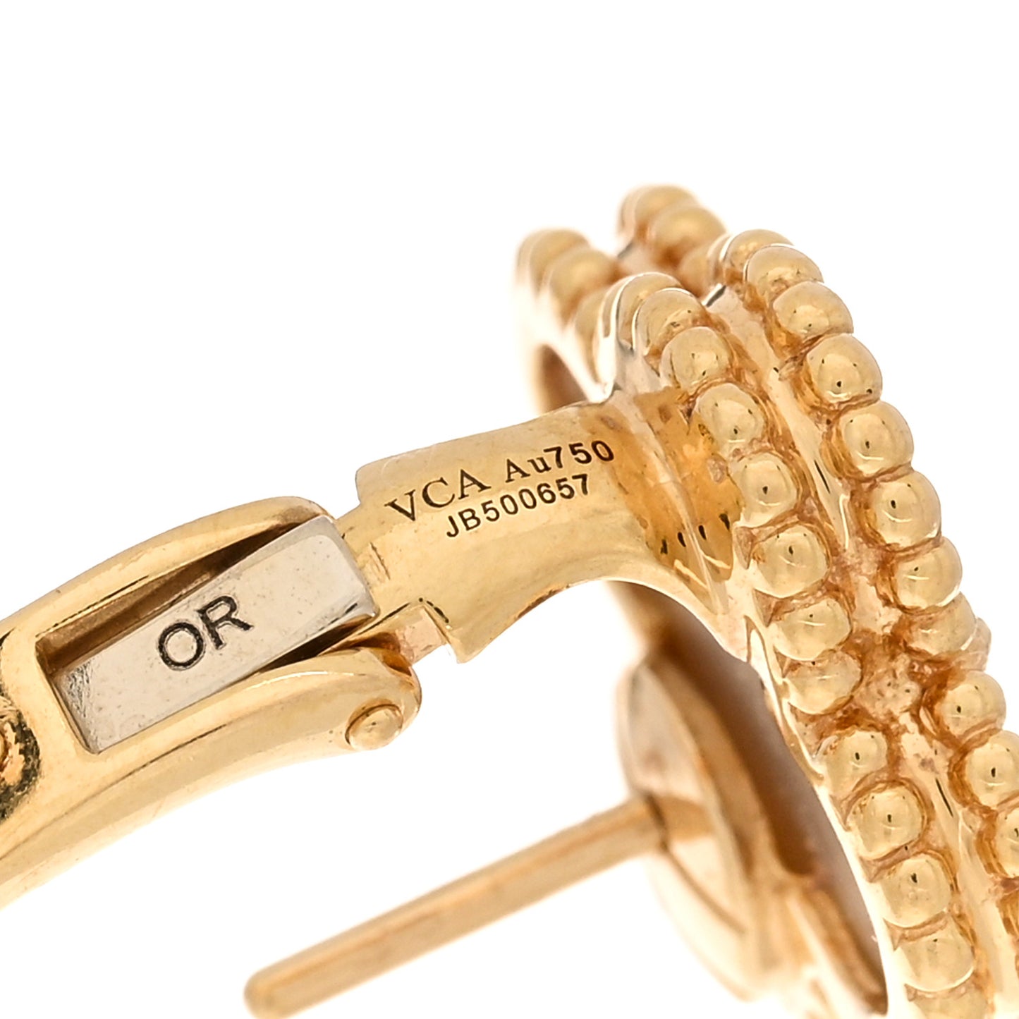 18K Yellow Gold Mother of Pearl Vintage Alhambra Earrings