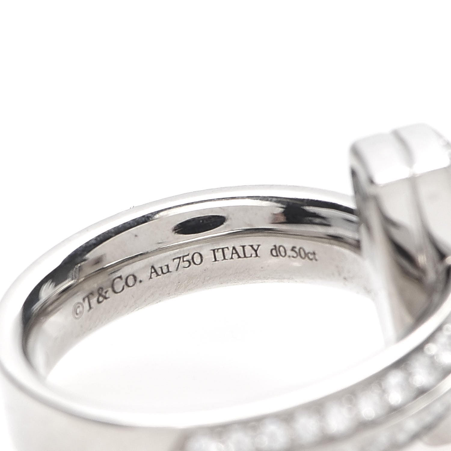 Tiffany 18K White Gold Diamond T T1 Wide Ring 46 3.75 5 of 7