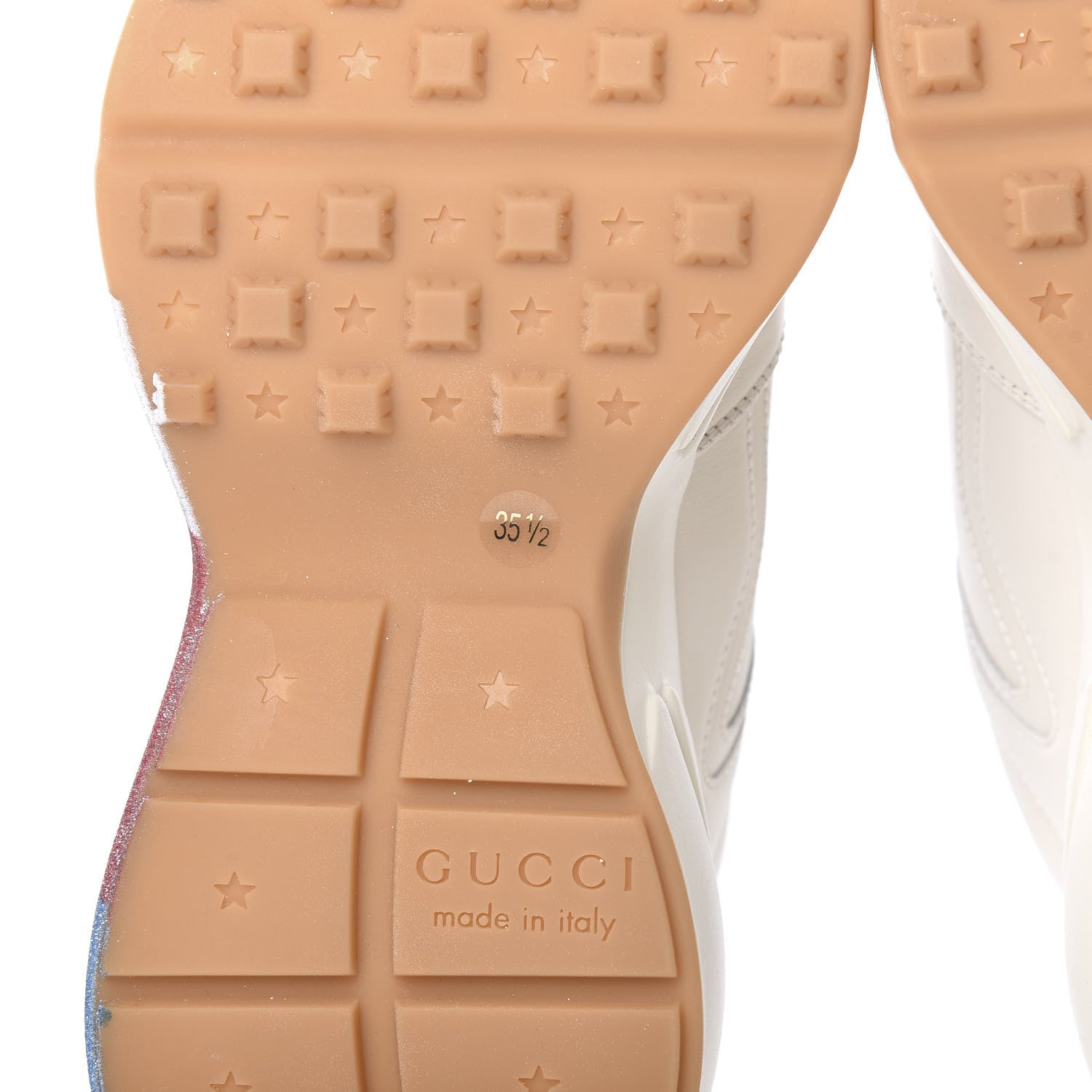 Gucci Calfskin Glitter Web Print Womens Rhyton Sneakers 35.5 Mystic White 6 of 9