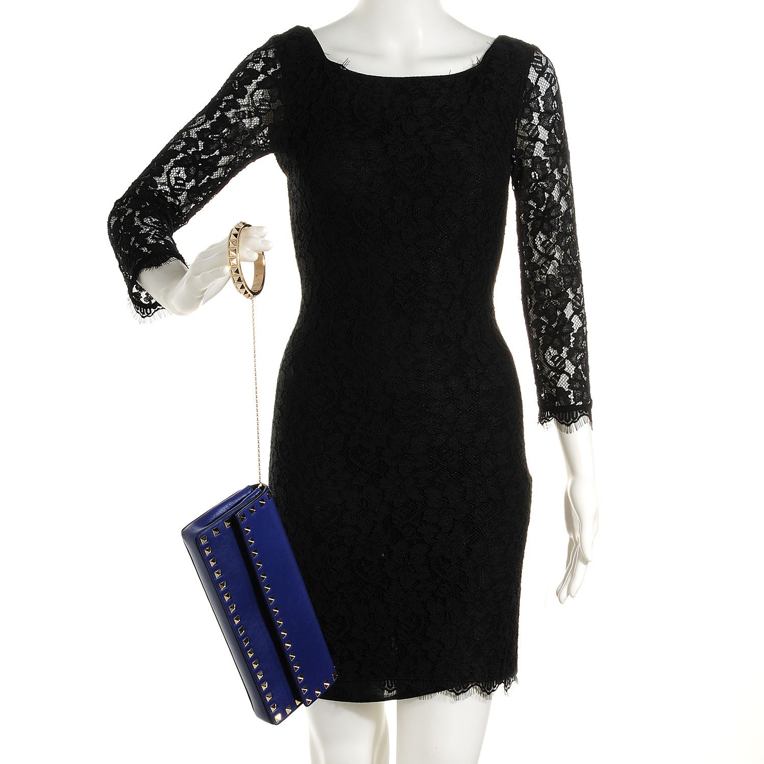 Valentino Garavani Nappa Rockstud Bangle Clutch Blue China 2 of 8