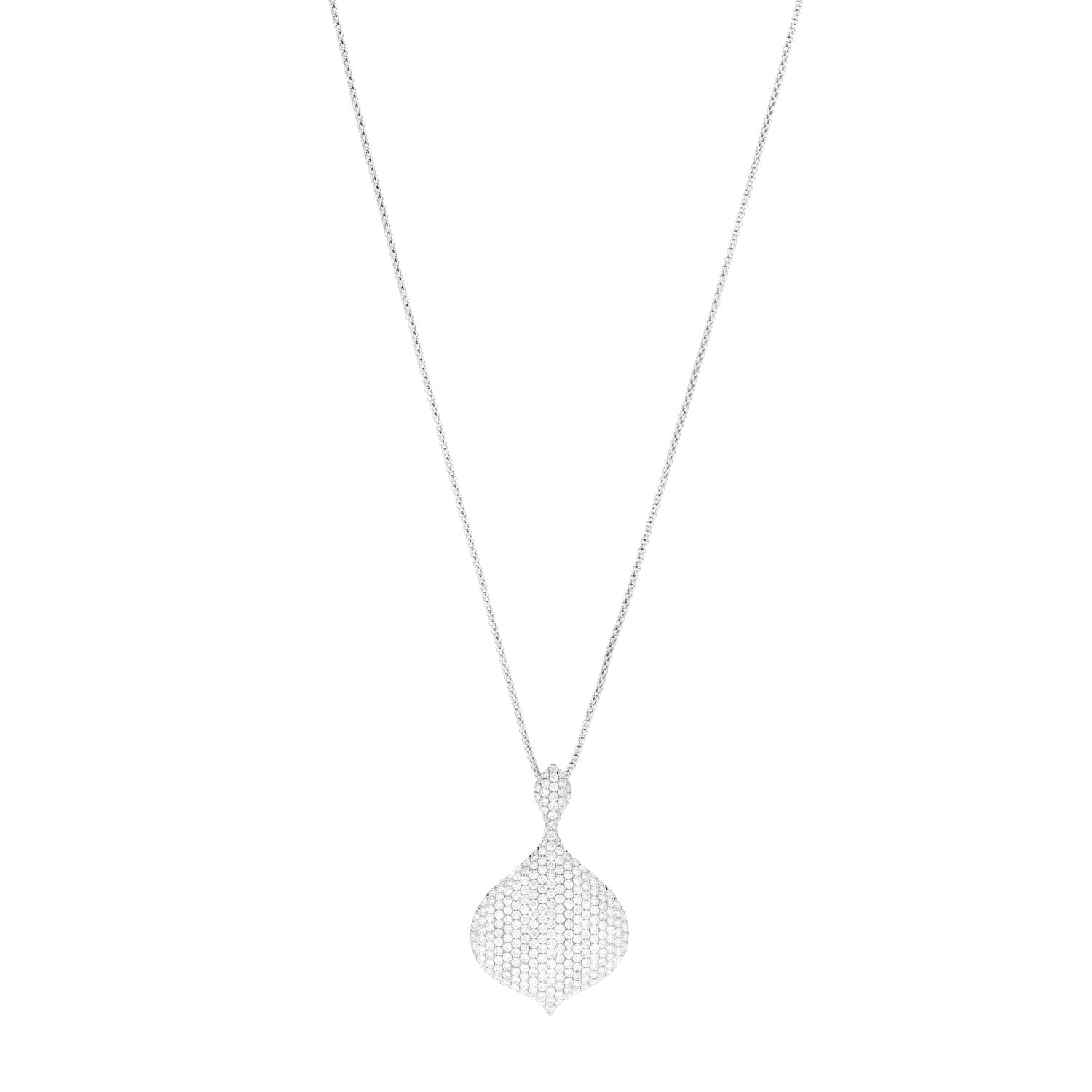 Parker & West by FASHIONPHILE 18K White Gold Diamond Pave Drop Pendant Adjustable Necklace 1 of 5