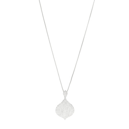Parker & West by FASHIONPHILE 18K White Gold Diamond Pave Drop Pendant Adjustable Necklace 1 of 5