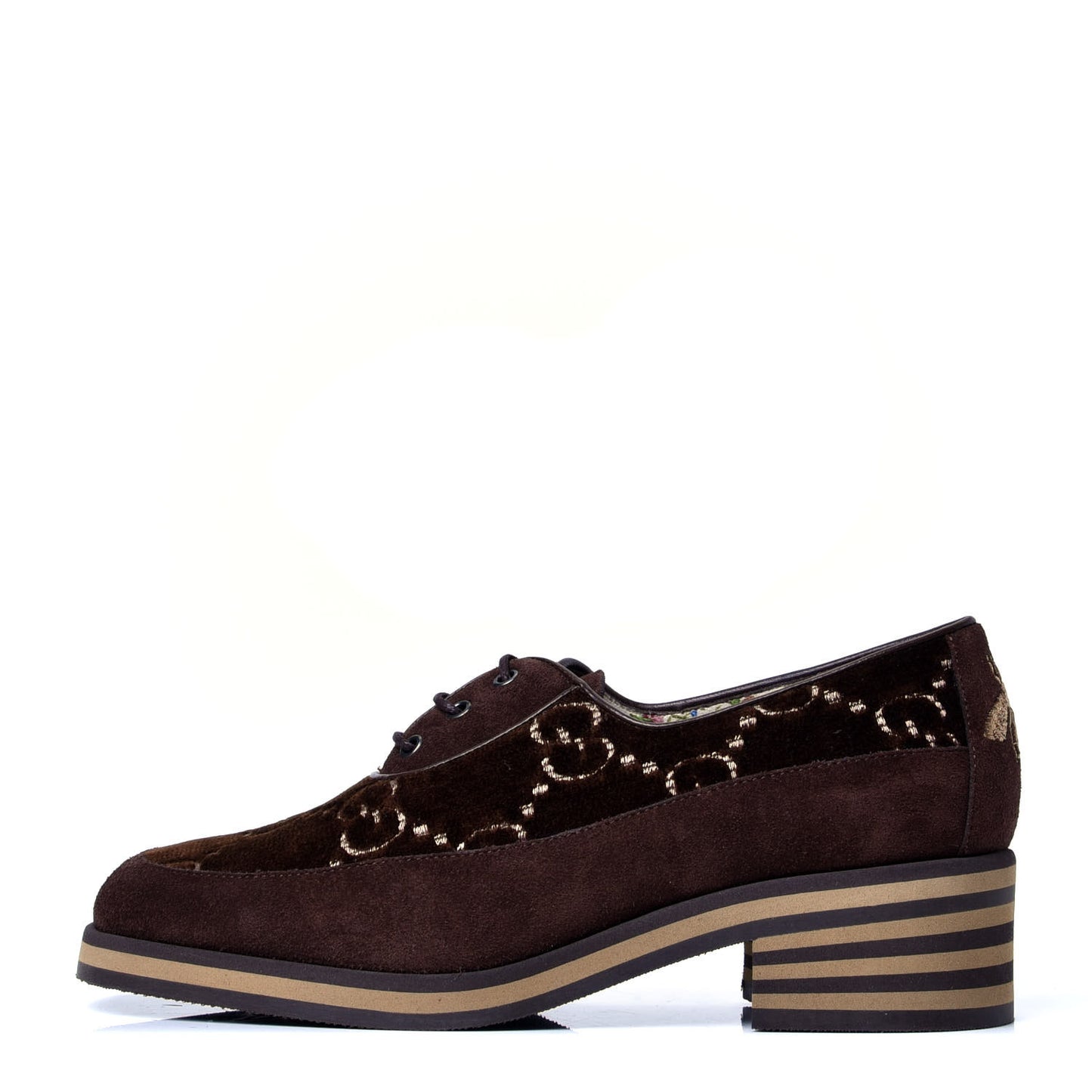 Velvet GG Monogram Thompson Platform Oxford Loafers 36 Brown