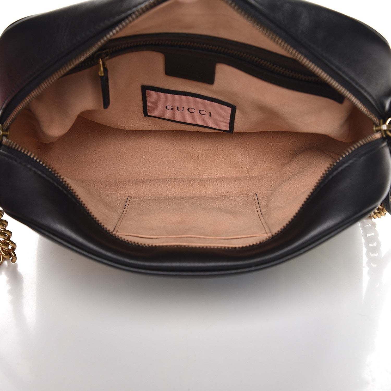 Gucci Calfskin Matelasse GucciGhost Medium GG Marmont Chain Shoulder Bag Black New Acquamarine 5 of 9