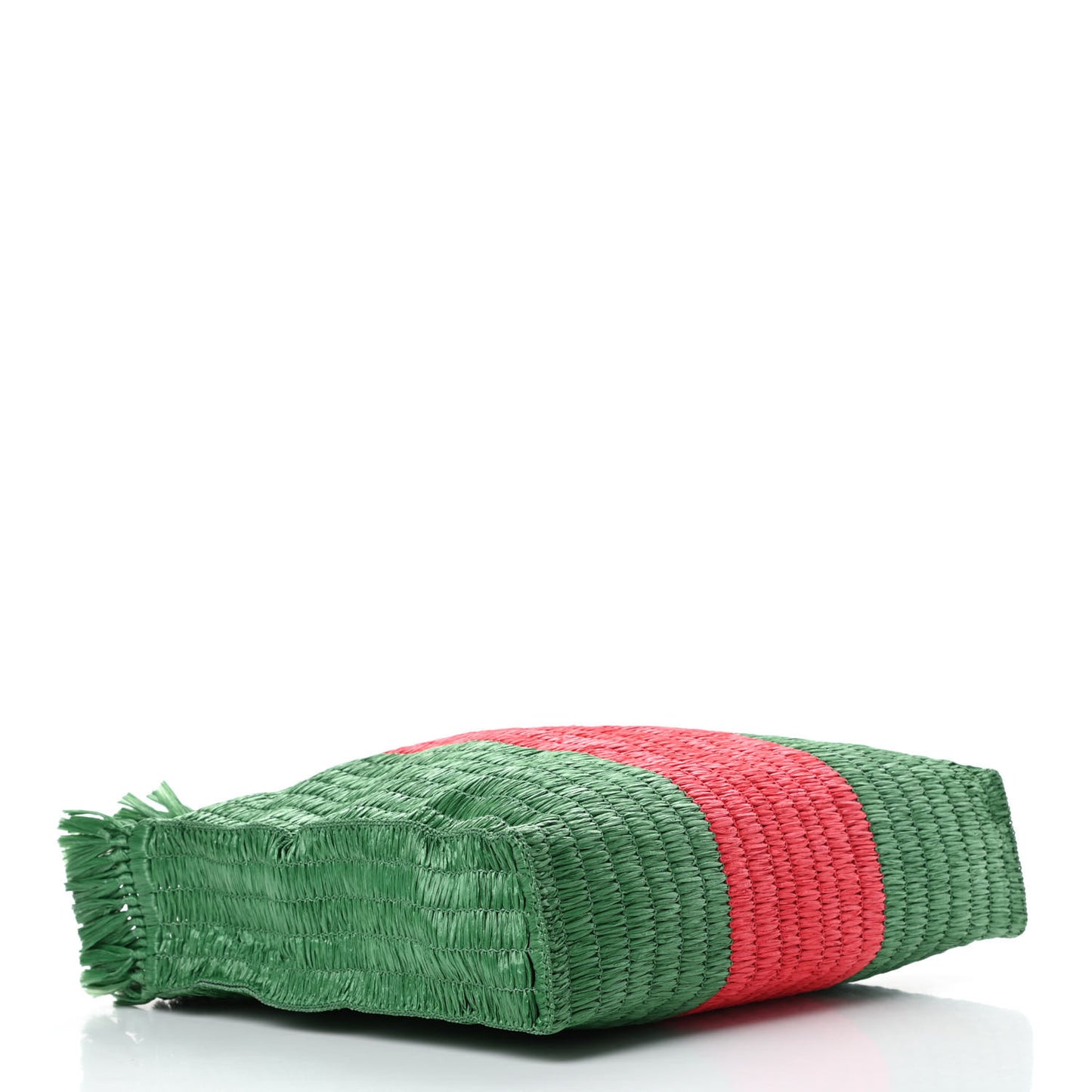 Raffia Linen Web Cestino Tote Bag Red Green