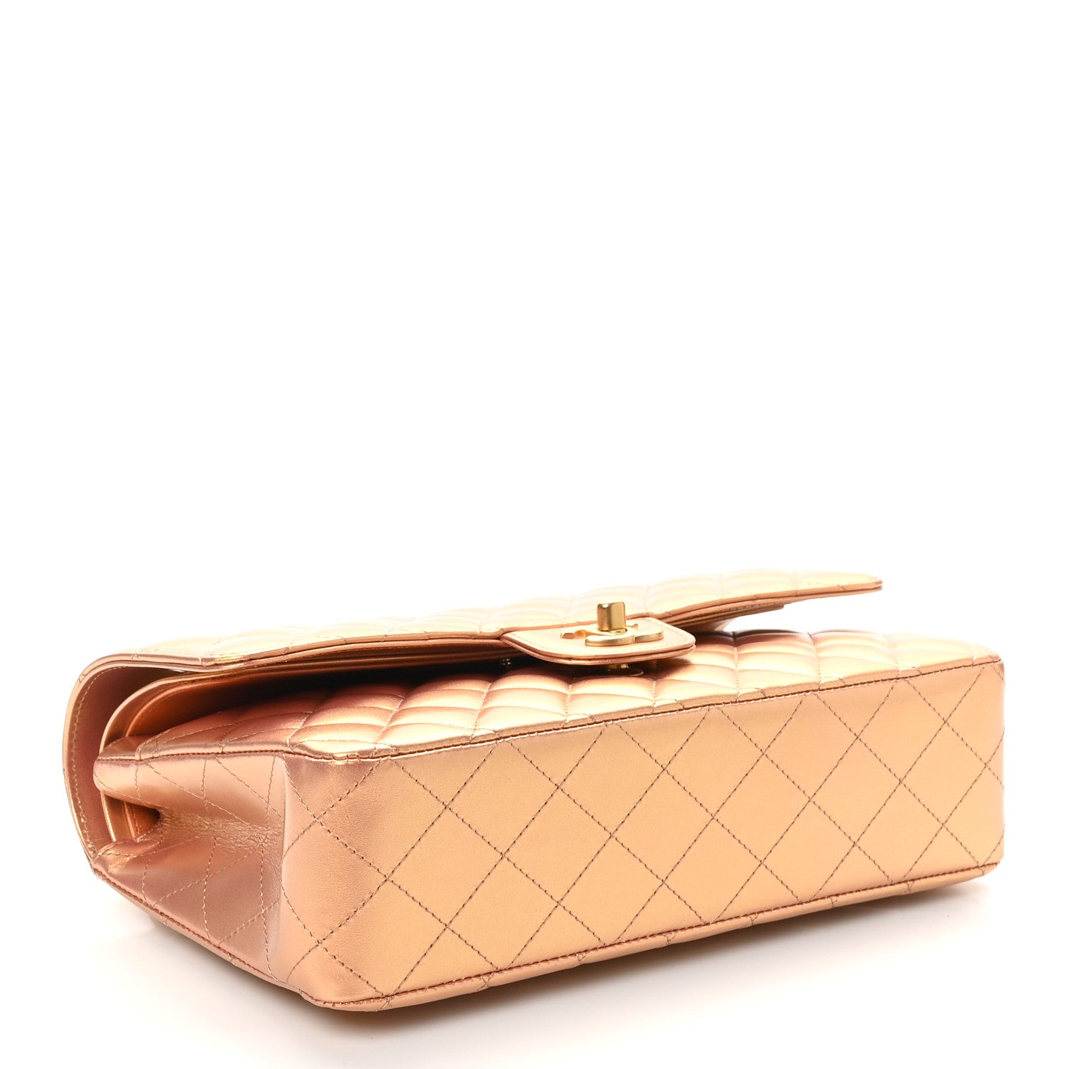 Chanel Metallic Lambskin Quilted Medium Double Flap Golden 4 of 11